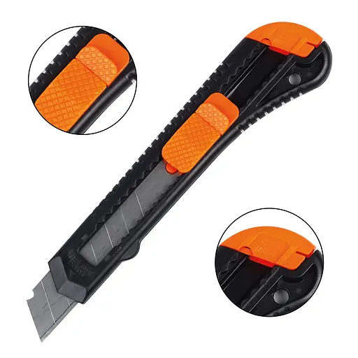 Нож строительный Polax пластиковый с выдвижным лезвием 18 мм (23-001) - фото 3