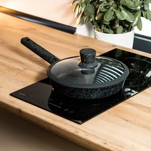 Сковорода антипригарная с крышкой Haus Roland HR155-1 ⌀ 25см алюминиевая сковорода 1,5л Черная - фото 6