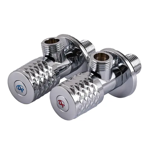 Набір кранів кутових Q Professional Exlusive кераміка 1/2″X1/2″ 9999 Chrome(1уп.) - фото 1