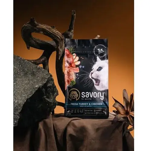 Сухой корм Savory для котят всех пород со свежей индейкой и курицей 400 г - фото 7