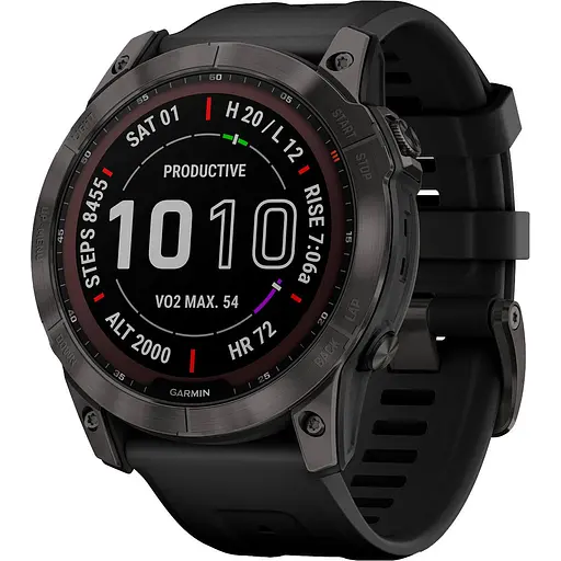 Смарт-часы Garmin Fenix 7X Sapphire Solar C. Grey DLC Titanium w. Carbon Grey DLC Vented T. Band (010-02541-27)