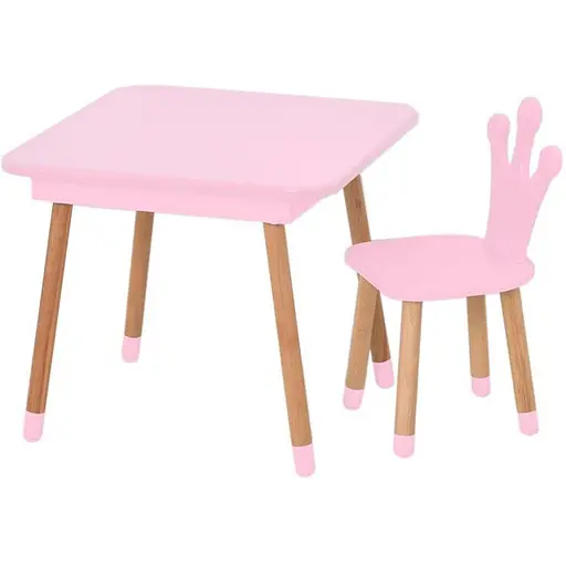 Столик со стулом Bambi "Корона" 09-025R-BOX с ящиком розовый