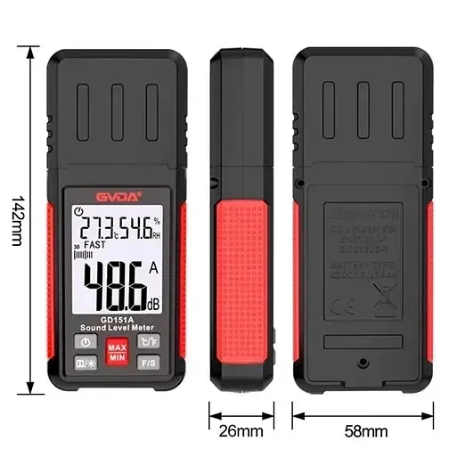 Шумомер цифровой профессиональный с датчиком влажности и температуры GVDA GD-151B - фото 2