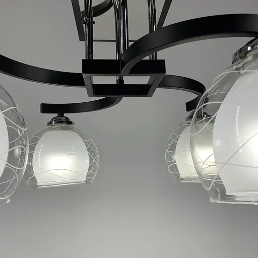 Стельова люстра в чорному корпусі на 4 подвійних плафони Line.F 51098/4 - фото 4