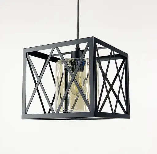 Підвісний світильник у геометричному чорному каркасі Line.F Колір плафона Графітовий - фото 1
