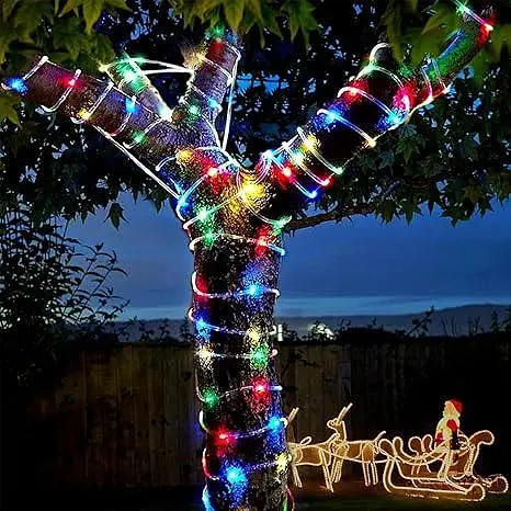 Tacobey сонячні гірлянди для вулиці - 32,8 фута 100 світлодіодних сонячних гірлянд трубчасті світильники, 8 режимів водонепроникні - фото 5