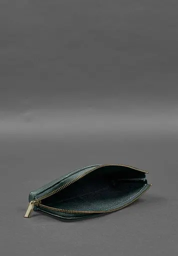 Кожаный портмоне-купюрник на молнии 14.0 зеленый - фото 6