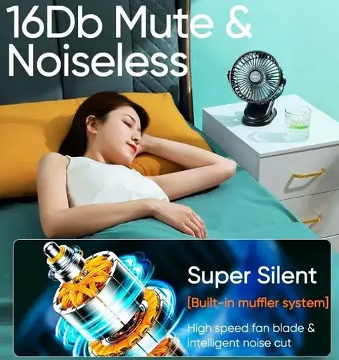 Ручной портативный мини вентилятор FANCO NF-811S настольный с прищепкой на аккумуляторе USB - фото 3