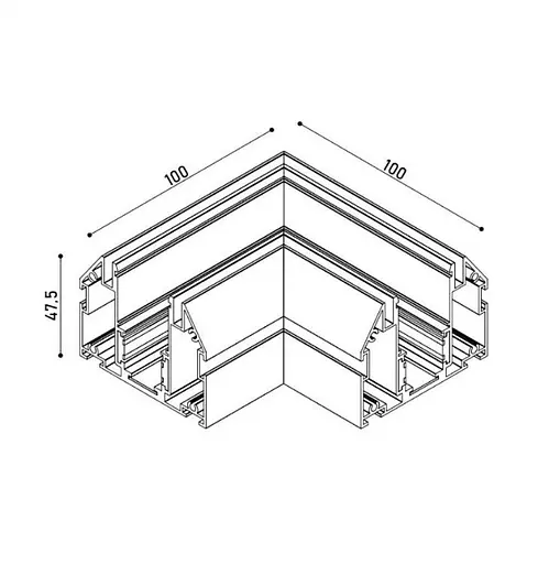 Соединение угловое 90° (потолок-потолок) для магнитного трека под демпфер для натяжного потолка KLOODI KDMG-STRECTH ZM BASE 90 BK - фото 2