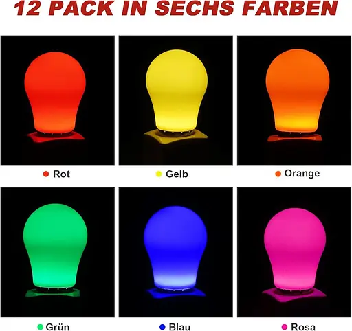 Світлодіодні лампочки UYHGO Colored E27 Edison Screw, 2W G45/A45 м'яч для гольфа, різнобарвний рожевий, жовтогарячий, червоний - фото 3