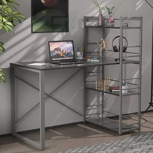 Письмовий стіл Ferrum-decor Серії Конект з етажеркою 75x120x60 сірий ДСП Сосна Кембра 16мм (FRD-104235)