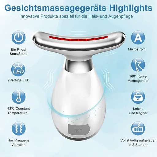 Масажер для обличчя та шиї 7 кольорів 3 режими для ліфтингу - фото 3