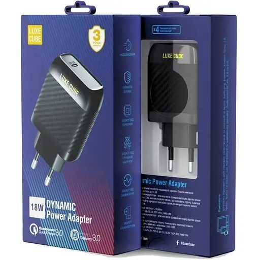 Мережевий зарядний пристрій Luxe Cube Dynamic 18W Black (4446689880896) - фото 3