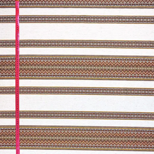 Лляна тканина з українським орнаментом "Рандеву коричневий" (від 1 м) - фото 2