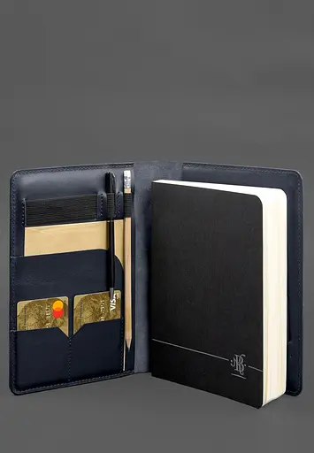 Кожаный блокнот А5 (софт-бук) 9.4 синий - фото 3