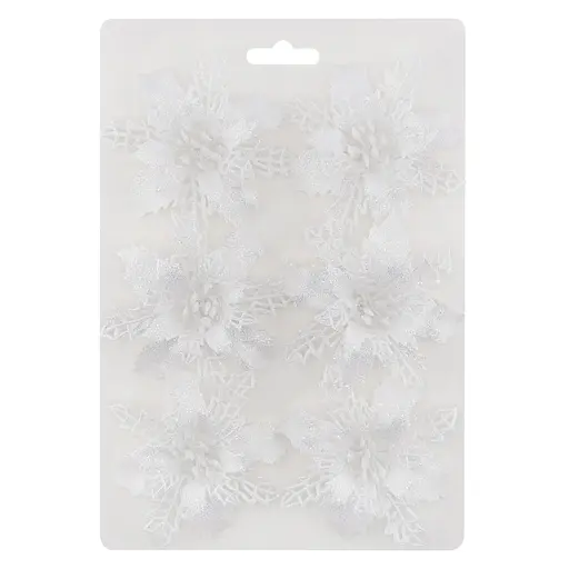 Ялинкова іграшка MIS LT Квітка Різдвяник міні 9х9х2 см набір 6 шт білий - фото 1