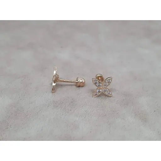 Золотые серьги-пуссеты Ameris Клевер с фианитами. 210100 - фото 3