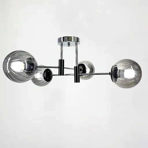 Люстра стельова в хромованому корпусі на 4 графітових плафони Ø 60 см | Арт. 51797/4 CH+BK+GR | Line F - фото 1