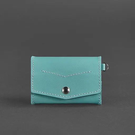 Женская кожаная монетница с клапаном 1.0 бирюзовая. - фото 7
