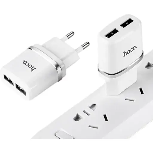 Мережевий Зарядний пристрій блок на 2 USB Hoco C12 White 2.4A - фото 1