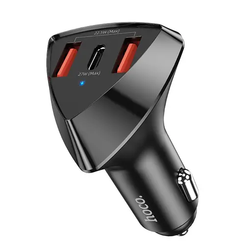 Автомобильное зарядное устройство Hoco DZ10 2 USB/Type-C PD 27W QC черный - фото 1
