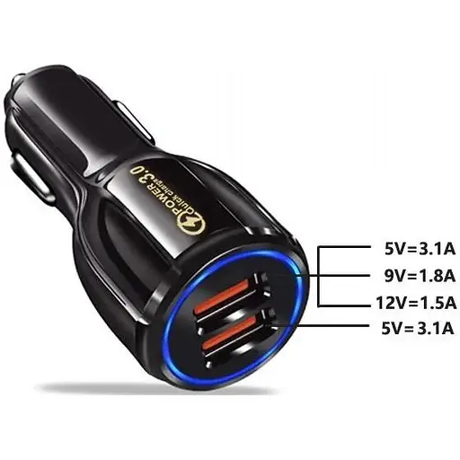 Зарядний пристрій Xiamen 2USB PD18W QC 3.0 Black (050555) - фото 2