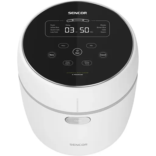 Рисоварка Sencor 350Вт, чаша 0.6л, сенсорне керування, 8 програм, пластик, білий - фото 2