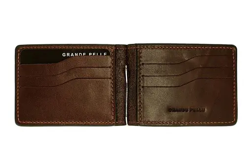 Зажим для купюр шоколад с монеткой Grande Pelle acs0032182 - фото 3