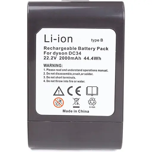 Аккумулятор PowerPlant для пылесоса Dyson DC34 22.2V 2Ah Li-ion (JYX-DYS-LDC35) [103374] - фото 3