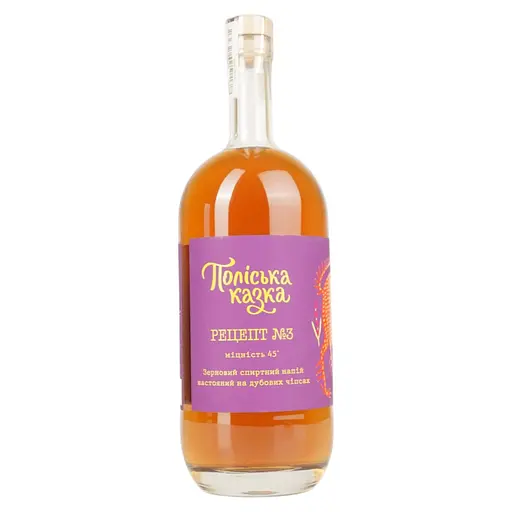 Зерновой спиртной напиток настоянный на чипсах дубовых Поліська казка Рецепт номер 3 45% 1.75 л - фото 1
