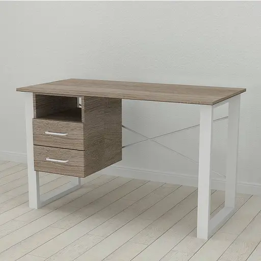 Письмовий стіл із ящиками Ferrum-decor Оскар 750x1400x600 метал Білий ДСП Дуб Дуб Сонома Трюфель 16 мм (FRD-103245) - фото 3