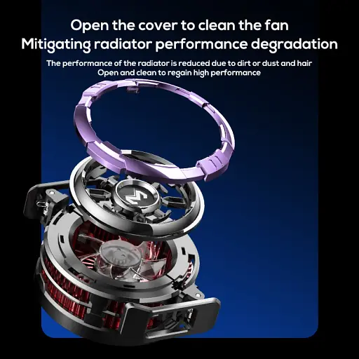 Кулер активне охолодження для телефону / планшета Memo CX08 High Power c магнітним і механічним кріпленням Purple (18514) - фото 6