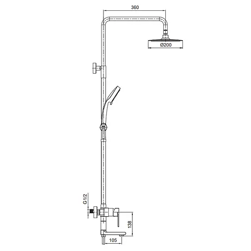Душова система Koer KI-56015-02 KR4784, Нержавіюча сталь - фото 2