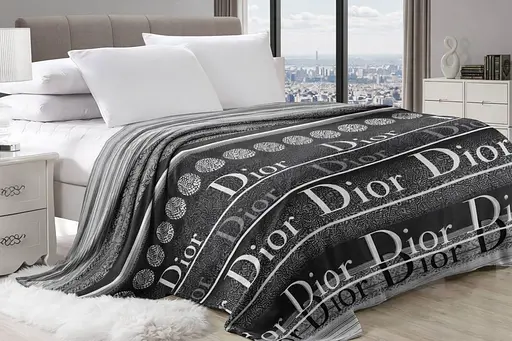 Плед із мікрофібри ТЕТ Діор сірий 150x220 см м'яке декоративне покривало з бархатистою текстурою для спальні та вітальні - фото 1