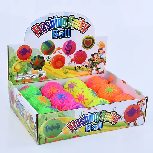 М'яч масажний, 7.5 см, світло, пискавка, на батарейках (В асортименті) - фото 2