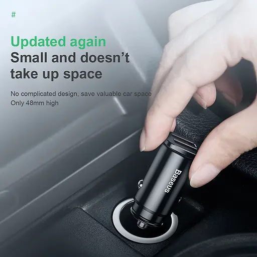 Адаптер автомобильный BASEUS Square metal QC3.0 2 USB 30 W 5 A CCALL-DS01 - фото 5