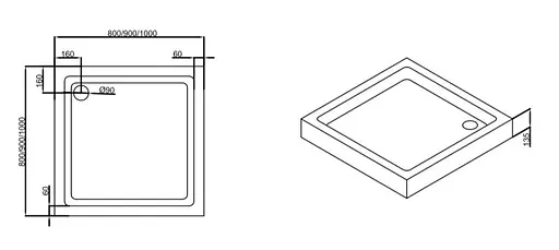 Поддон Dusel D102 80x80x13,5 Белый - фото 3