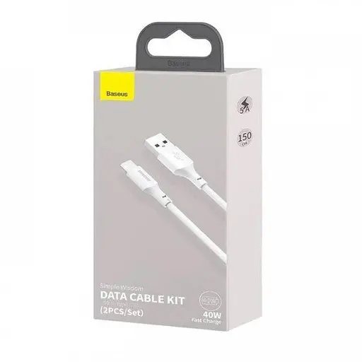 Кабель Baseus Simple Wisdom Data Cable Kit USB to Type-C 5A 2PCS / Set 1.5 м Белый - фото 3