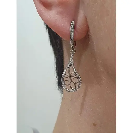 Срібні сережки Агні ОБІЙМИ з фіанітами. 2740/9Р-CZ - фото 2