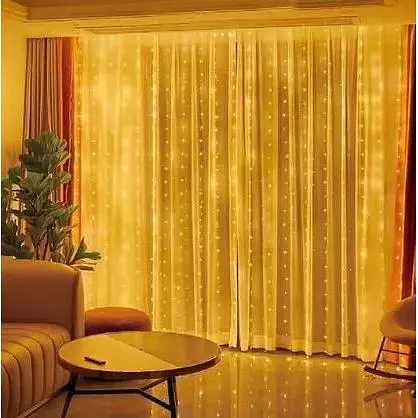 Новогодняя светодиодная гирлянда-штора Роса 3x3 м с 300 лампочками Тепло избитый - фото 1
