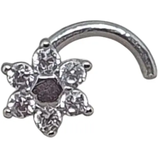 Золота сережка-пірсинг Астор в ніс с фіанітами. Квітка. 2182434Б