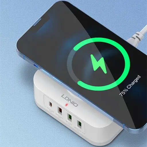 Бездротовий зарядний пристрій Ldnio AW004 3 USB/ Type-C QC PD 32W білий - фото 4