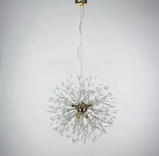 Пухнастий підвісний світильник-кулька у вигляді кульбаби в золотому корпусі | Арт. AS 155 P GD | Line F - фото 4