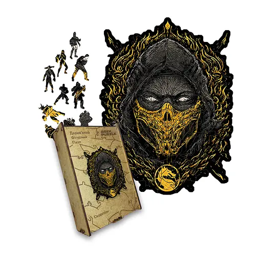 Пазл деревяний Мортал Комбат Скорпіон, А3, Деревяна коробка 200 елементів