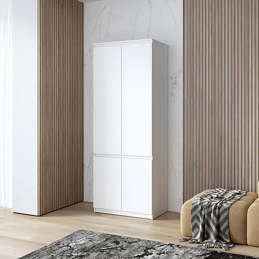 Шкаф для одежды Vays, c полками, в спальню, современный, c фасадами без ручек R-24 Белый