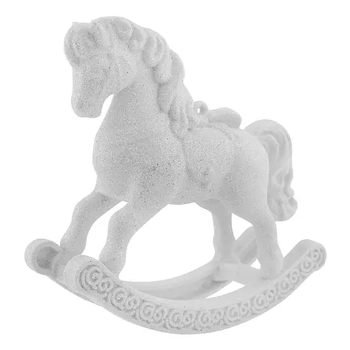Елочная игрушка MIS LT Лошадь-качалка 11х4х11,5 см белый - фото 1