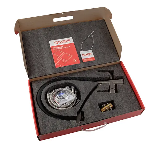 Смеситель для кухни на две воды с гибким изливом Koer KB-72003-07 KR3377 Графит - фото 6