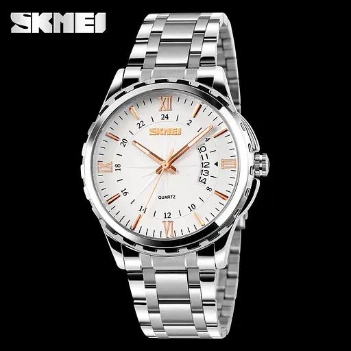 Чоловічий наручний годинник Skmei 9069 Сріблястий з золотистим - фото 4