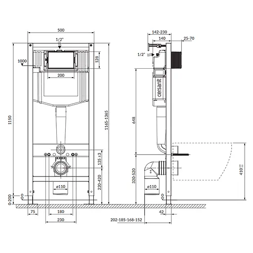 Комплект инсталляция Cersanit Aqua 50 QF + унитаз Cersanit Carina CleanOn с сиденьем duraplast Soft Close S701-816 - фото 2