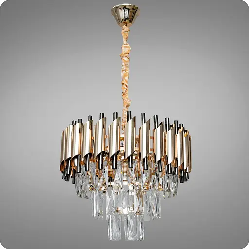 Люстра кришталева світлодіодна 517 Dlight на 5 ламп E14 Золото Чорний Хром (02016) - фото 2